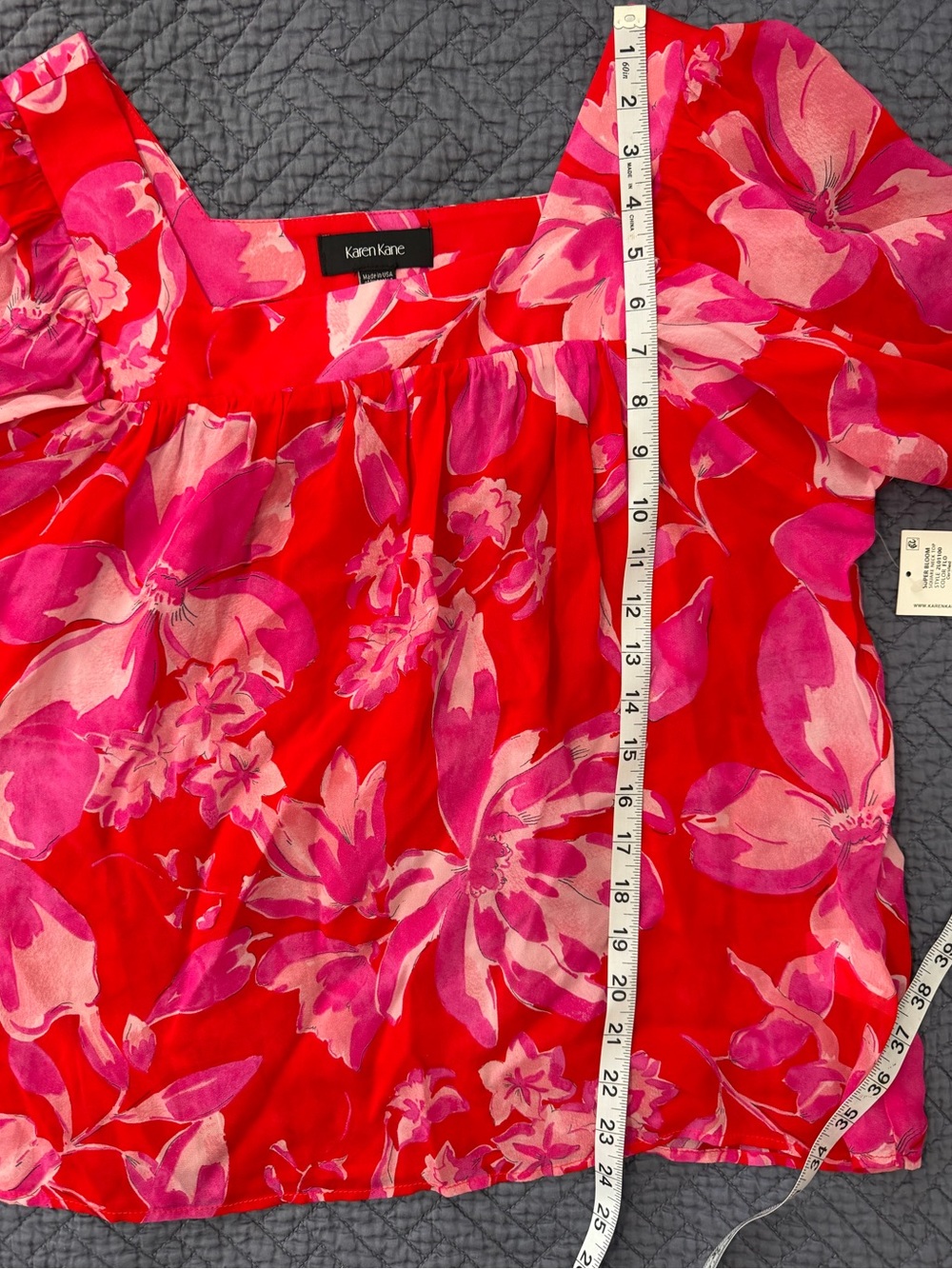 Karen Kane Floral Square-Neck Blouse Medium - Picture 6 of 12